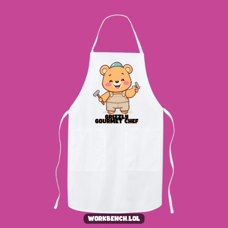 Funny Bear Hammering Nail Apron: Cook or Build with Cheerful Protection