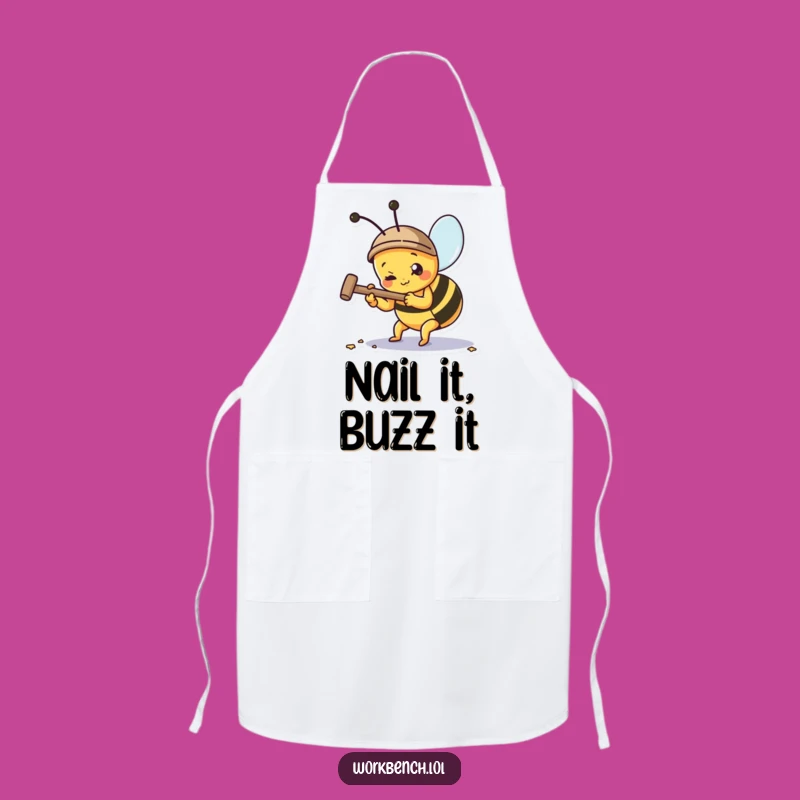 Funny Busy Bee Hammering Nail Apron: Cook Up Some Fun!