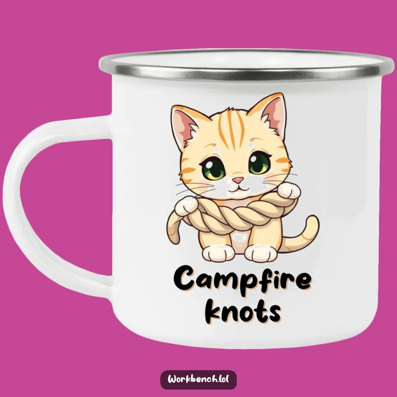 Funny Cat Rope Camping Mug: Adventure Fuel for Curious Campers