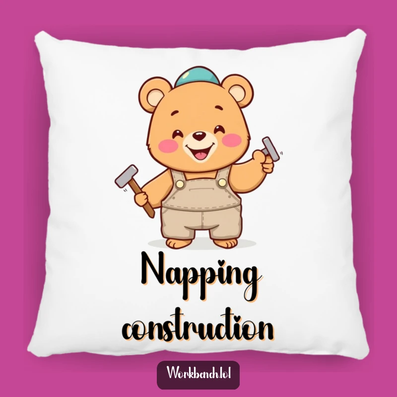 Funny Bear Hammering Nail Pillow: Cozy Comfort for Your Workshop