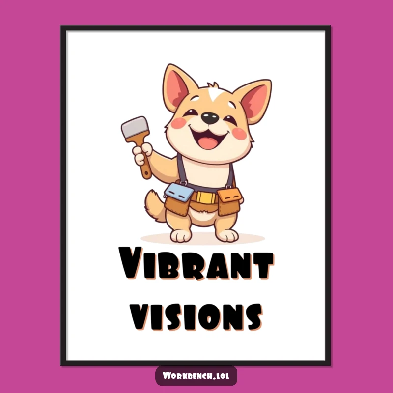 Funny Dog Paintbrush Digital Art: Hilarious Decor for Pet Lovers