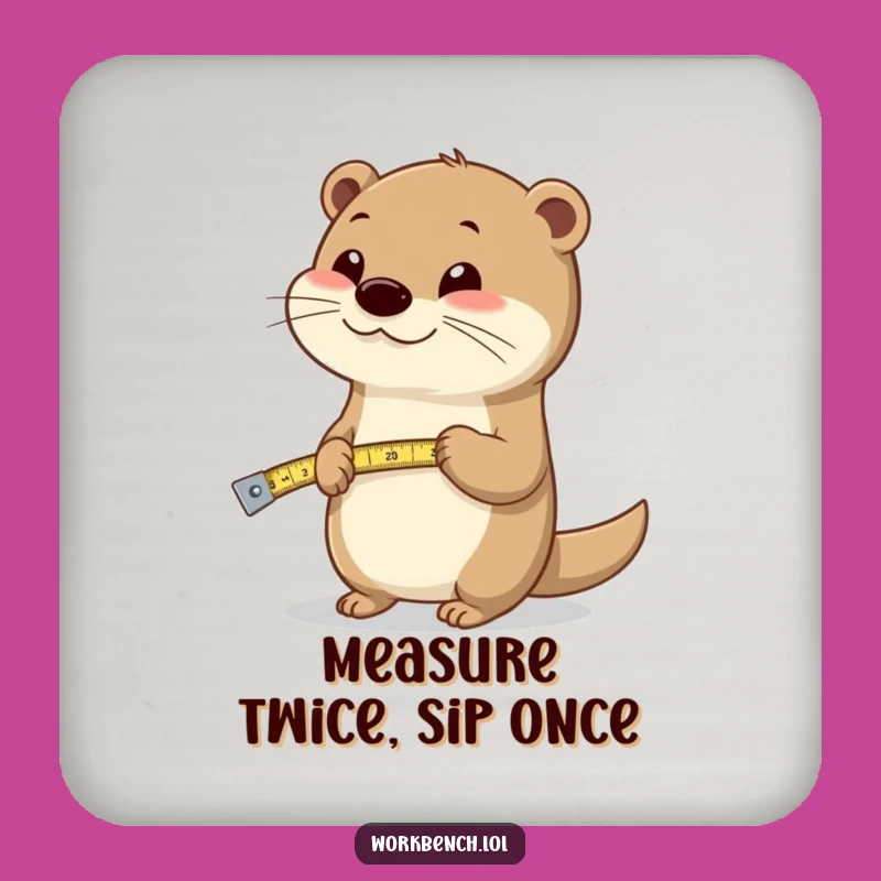 Funny Otter Measuring Tape Coaster: Protect Surfaces with Cheer!