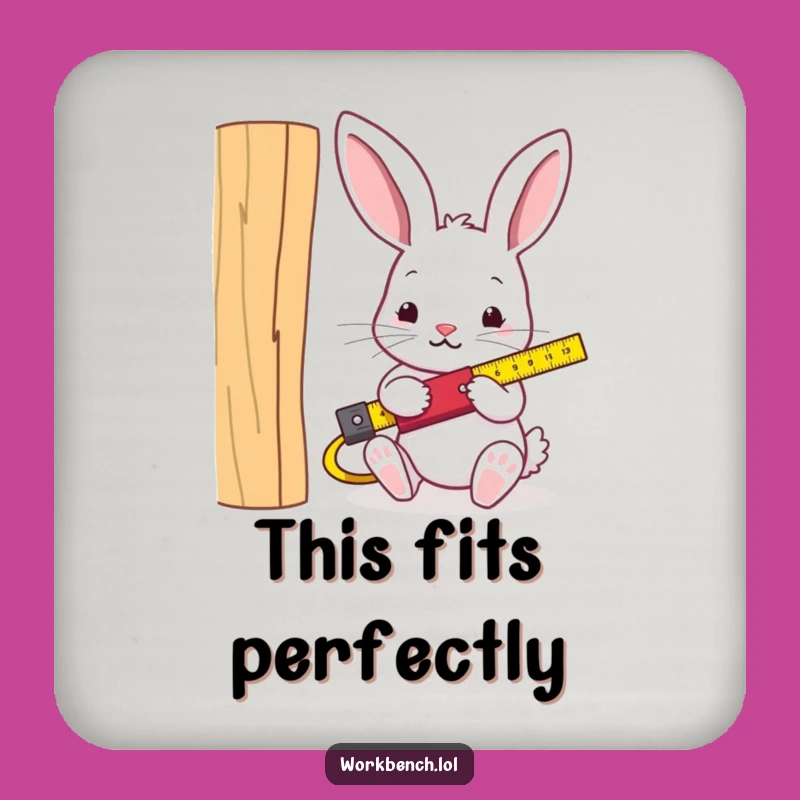 Funny Rabbit Carpenter Drink Coaster - Protect Surfaces with Hilarious DIY Charm