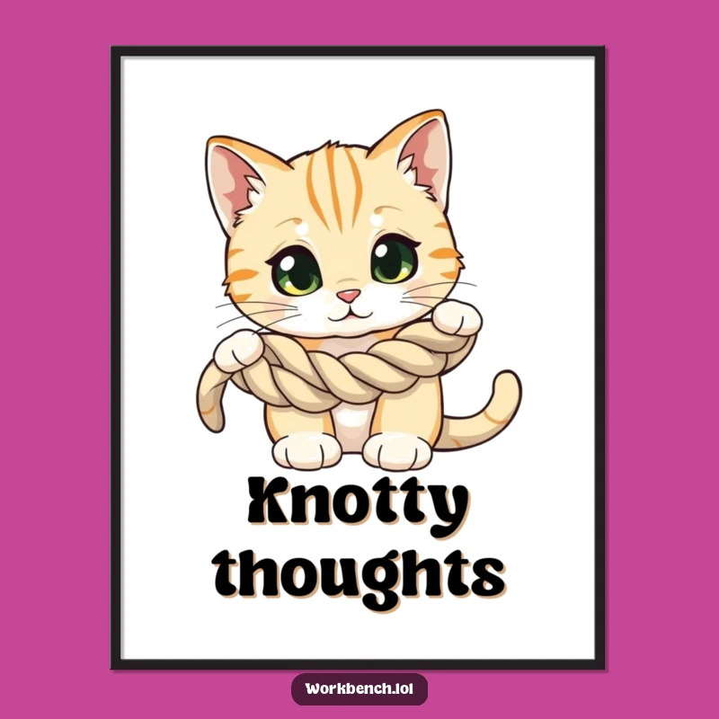 Funny Cat Rope Poster: Hilarious Wall Art for Feline Fans & Explorers