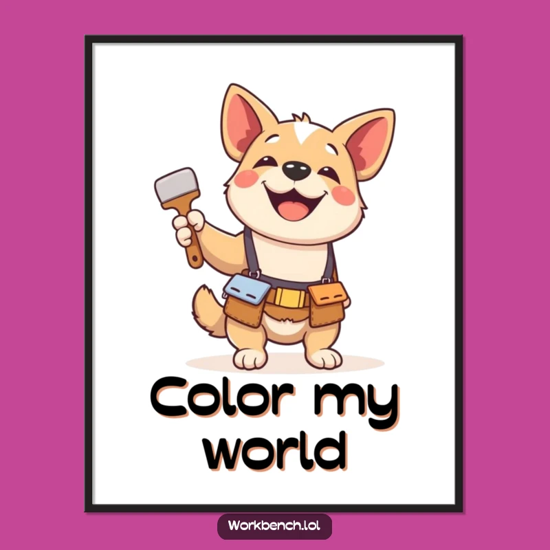 Funny Dog Paintbrush Poster: Hilarious Wall Art for Pet Lovers & Decorators