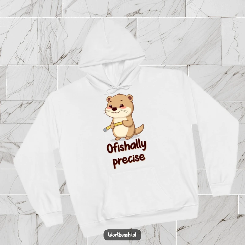 Funny otter with a measuring tape design on a warm hoodie, great for comfort and otter lovers.