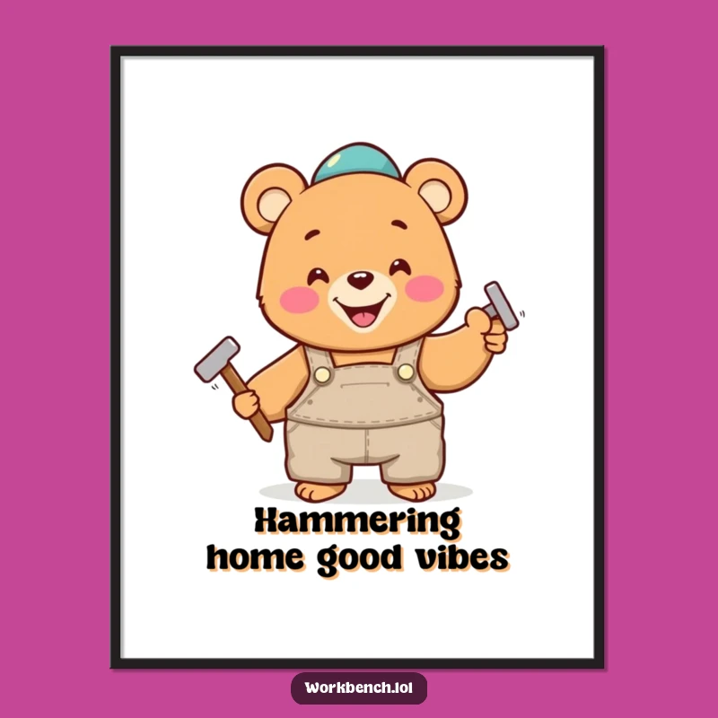 Funny Free Printable Bear Wall Art: DIY Hammering Decor Downloadable