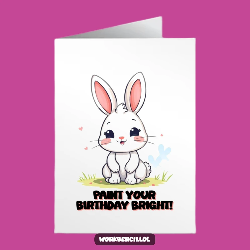 Free Printable Birthday Card Bunny Painting Colors Funny Downloadable Gift