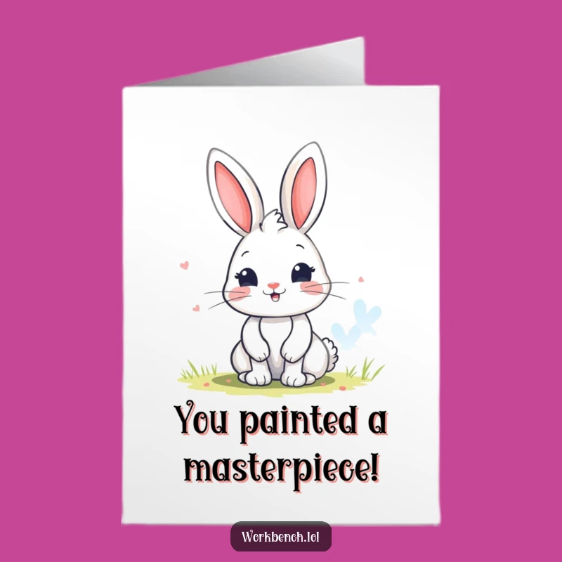Free Printable Congrats Card Bunny Painting Colors Funny Downloadable Gift