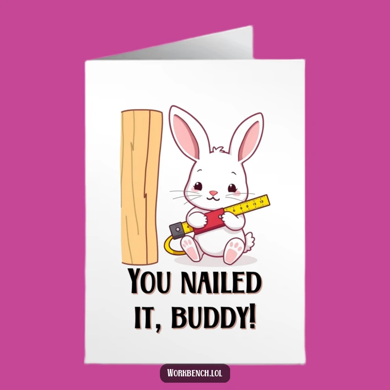 Free Printable Congrats Card: Humorous Rabbit Carpenter DIY Downloadable Gift