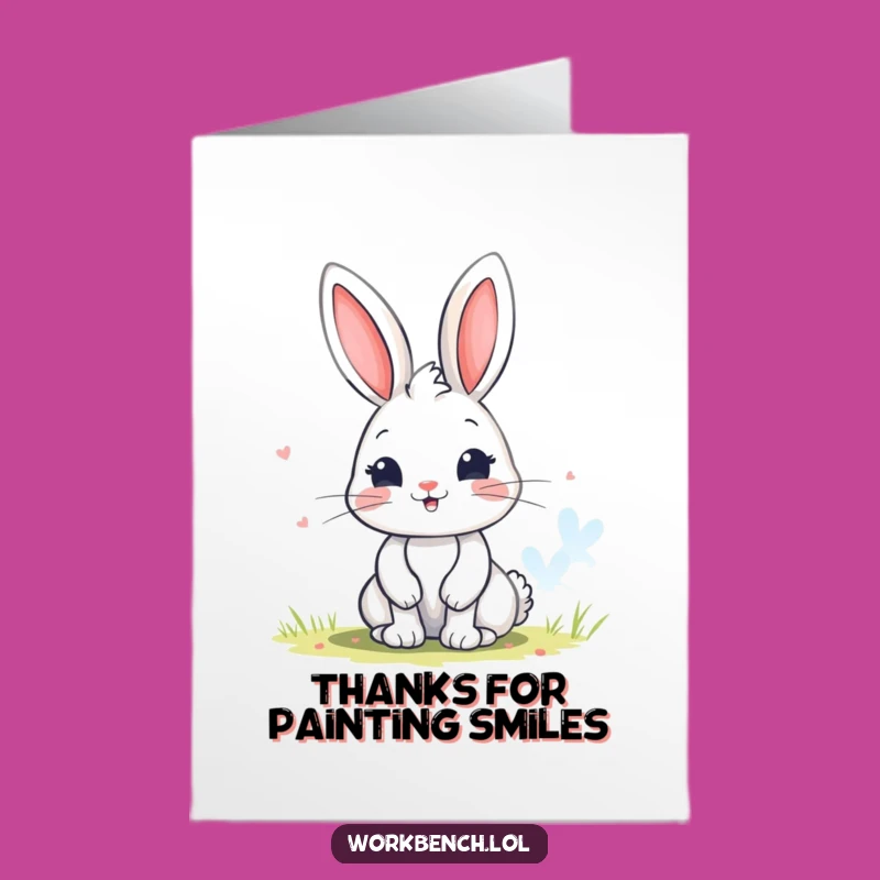 Free Printable Thank You Card Bunny Painting Colors Funny Downloadable Gift