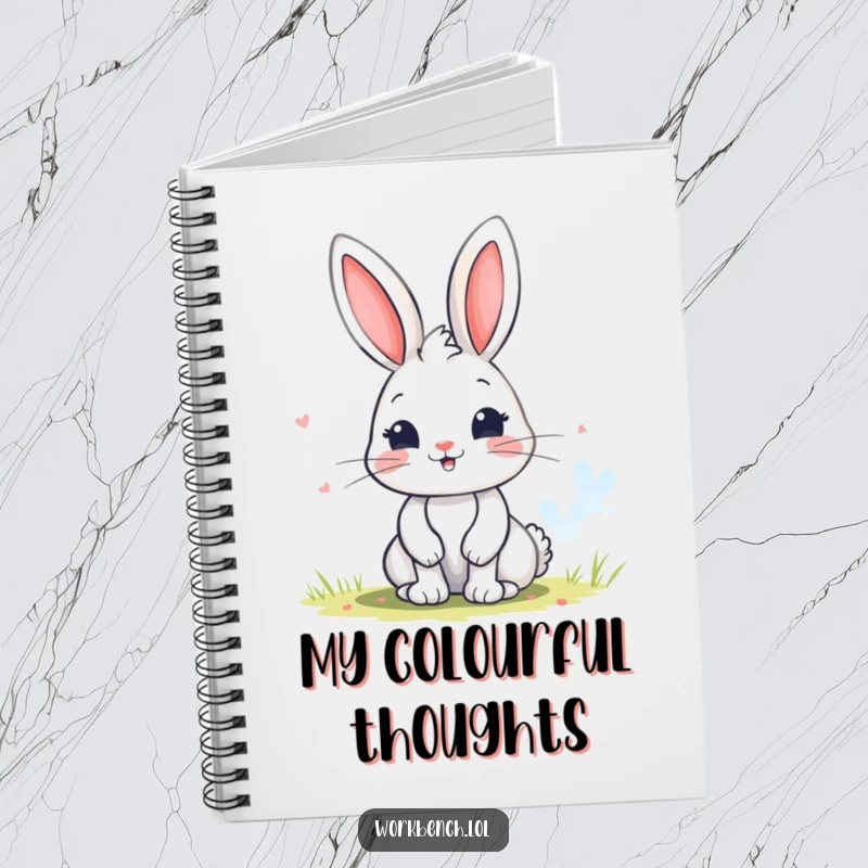 Funny bunny notebook featuring a playful character painting a colorful picture, ideal for jotting down artistic ideas and creative notes.