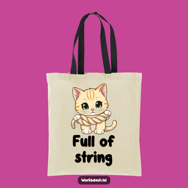 Funny Cat Rope Tote Bag: Carry Your Finds and Feline Fun