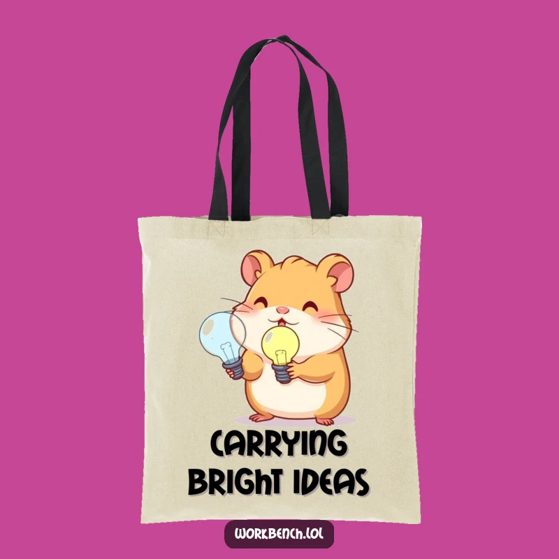 Funny Hamster Lightbulb Tote Bag: Carry Your Brightest Ideas!